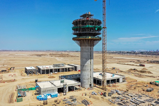 Nueva torre de control del Aeropuerto Internacional Jorge Chávez tiene avance de casi 50% en obras físicas