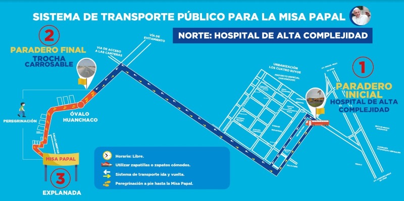 Definen corredores viales en Trujillo para visita del Papa Francisco