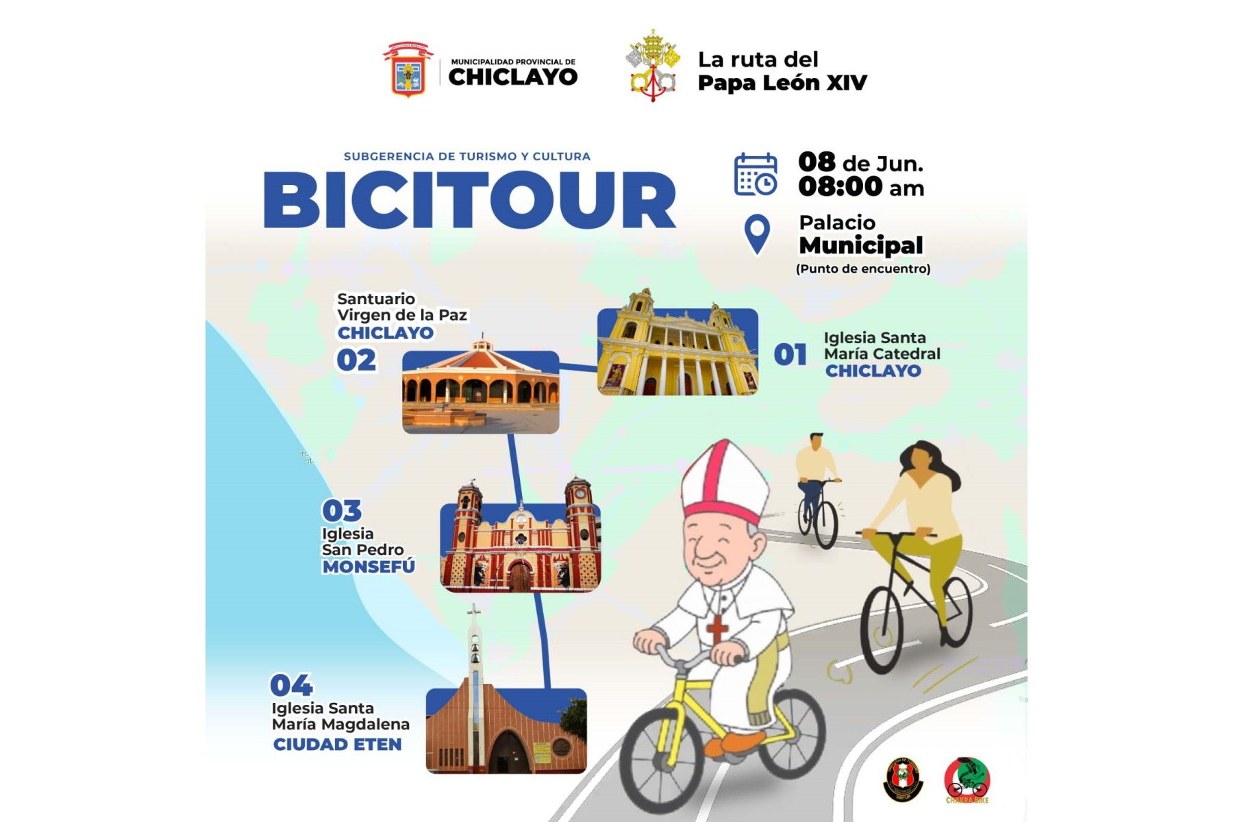 Chiclayo lanza bicitour para recorrer Los Caminos del Papa León XIV 