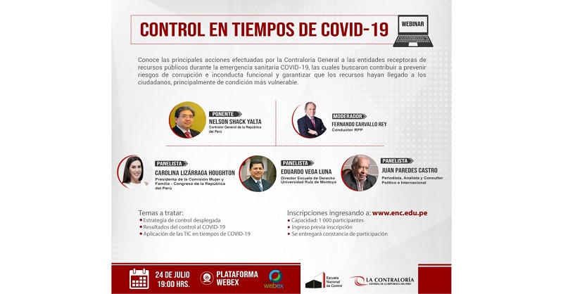 Contraloría organiza webinar “Control en tiempos de Covid-19”