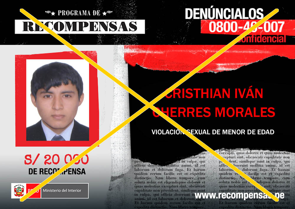 Lambayeque: cayó Cristhian Cherres, incluido en el programa de recompensas por violación sexual a una menor 