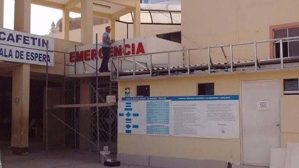 Obra inaugurada en hospital Las Mercedes es afectada por lluvias