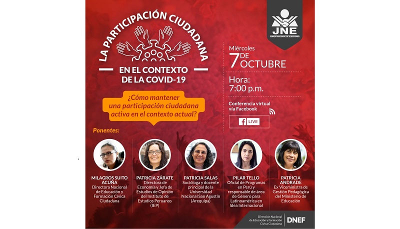 JNE promueve análisis sobre la participación ciudadana en el contexto del covid-19
