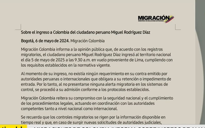 Colombia confirmó ingreso a su territorio de ‘Cuchillo’: “No existía ningún requerimiento para su detención”