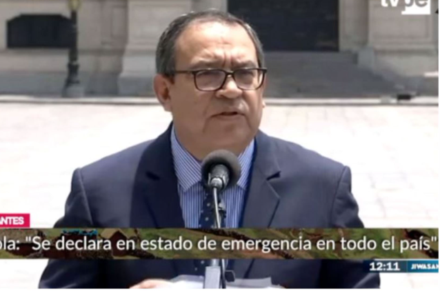 Gobierno declara estado de emergencia nacional por 30 días