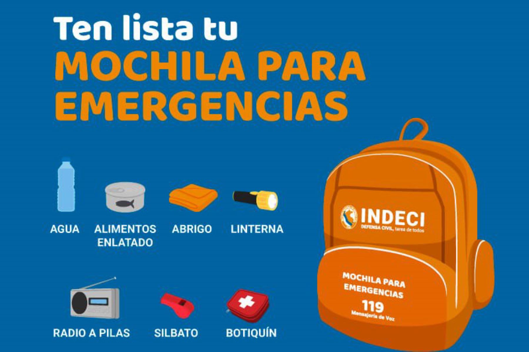 Sepa qué debe contener la mochila de emergencia ante un sismo  