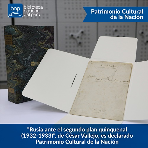 “Rusia ante el segundo plan quinquenal de César Vallejo” es Patrimonio Cultural de la Nación