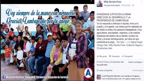 Candidato al congreso regala víveres en Lambayeque