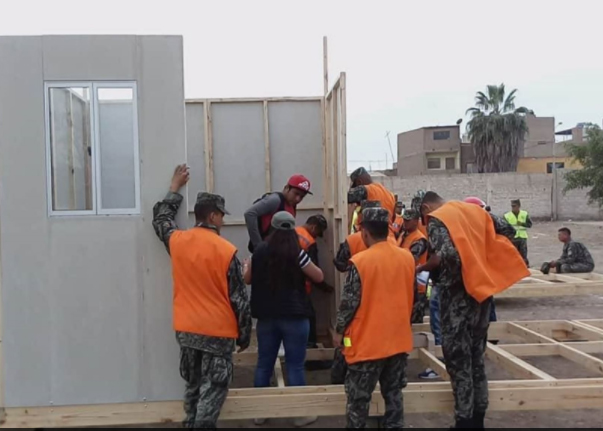 Soldados apoyarán en armado de módulos de vivienda en Lambayeque