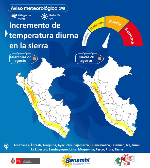 Temperatura diurna en la sierra del norte del país llegará a los 32°C