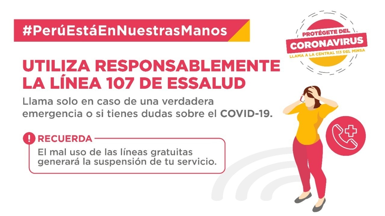 MTC pide a la ciudadanía usar responsablemente la línea 107 de EsSalud para consultas sobre coronavirus