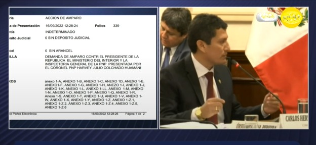 Colchado presentó acción de amparo contra Castillo por hostigamiento y vulneración de sus derechos 